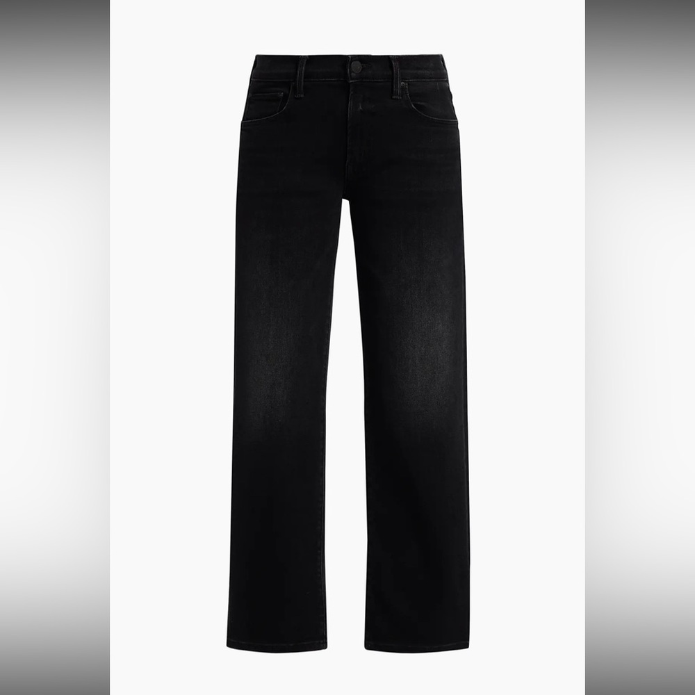 Nwt MOTHER Black Straight Leg  The mid rise Rambler zip flood‎ Women's Jeans
